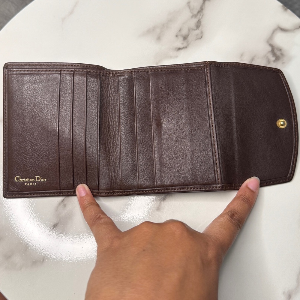 Vintage Christian Dior Brown Leather Kisslock Wallet - Picture 6 of 8